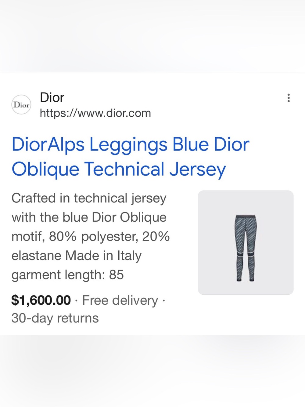 Dior Navy Blue Oblique Monogram Leggings- Size S